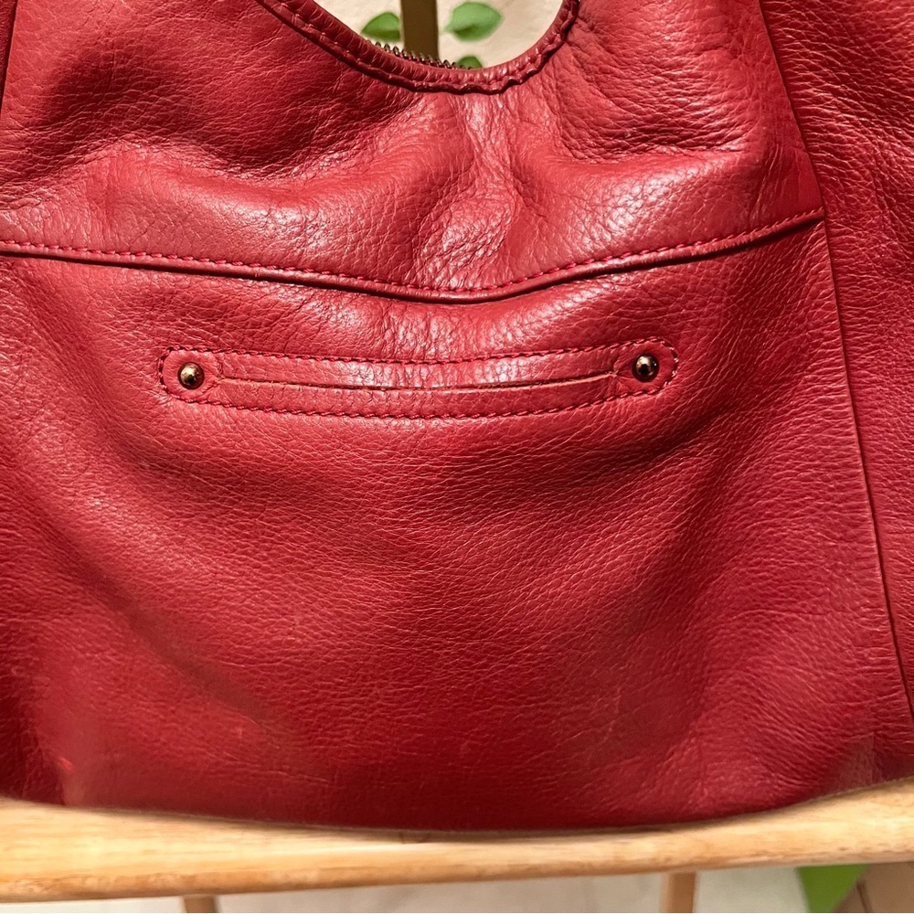 B Makowsky Red Pebbled Leather Hobo Shoulder Bag Large - Picture 9 of 13